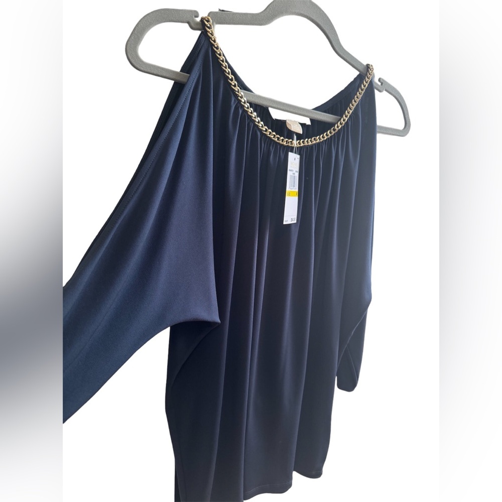 Michael Kors Navy Blue Cold Shoulder Top- Size Medium